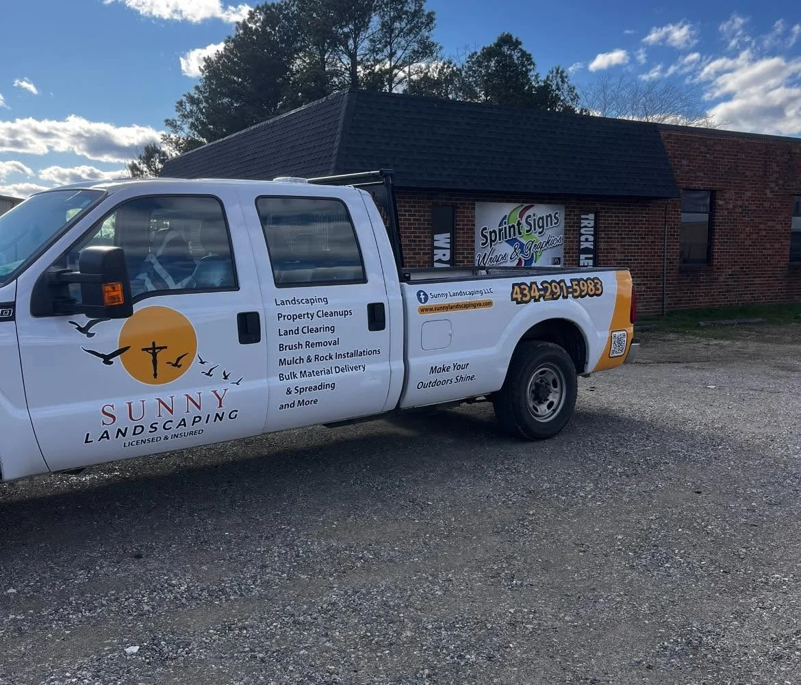 Sunny Landscaping's branded work truck