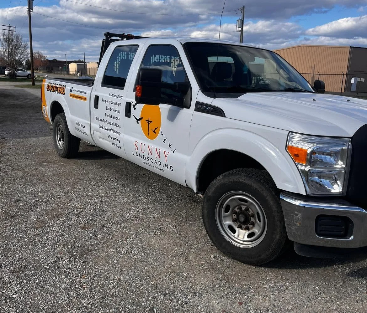 Sunny Landscaping's branded work truck